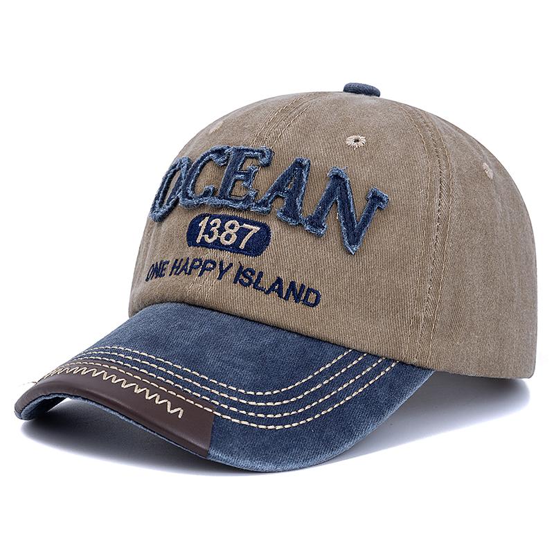 New Style Unisex Baseball Cap OCEAN 1387 Letter Embroidery Dad Hat Women Men Outdoor Washed Cotton Cap