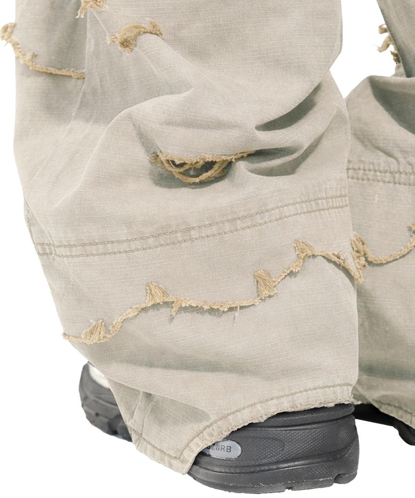 XTONZ Xp325 Grunge Layered Washed Cotton Pants (Beige)