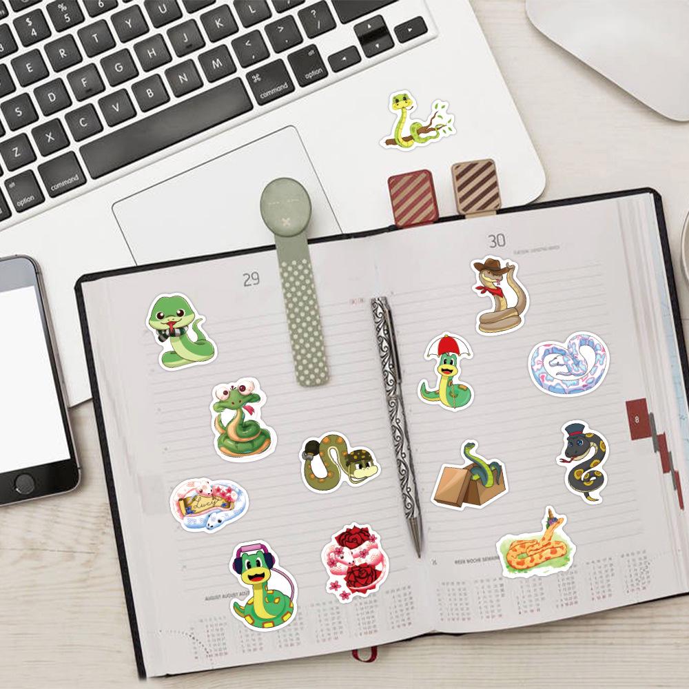 120 Cute Cartoon Snake Stickers for Notebooks, Phones, and Skateboards