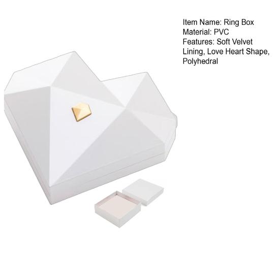 Polyedrische Herz-Ringbox Romantische Liebe Herz-Ringetui Samtgefüttert Geometrische Ringbox