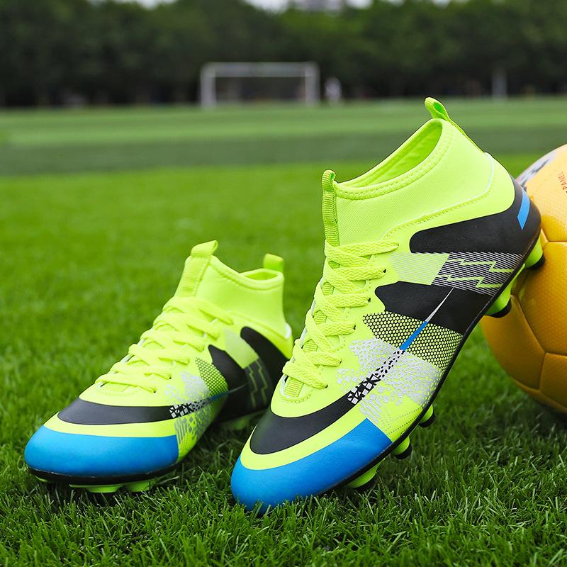 Football Shoes Children Adult Youth Sports High Top Flying Knitting Socks Mouth Spikes Rubber Nail Bottom Competition Training Shoes