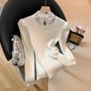 Lace splicing turtleneck knitted sweater small women can wear high-end bottoming shirt top autumn new models