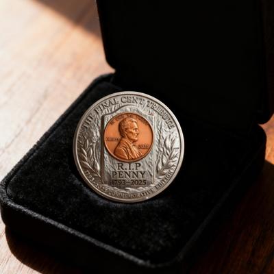 Ostatnia moneta pamiątkowa Cent (1909-2025) Token Pamiątkowy Ostatni Grosz Historyczna Moneta Pamiątkowa Penny w Stylu Vintage Era dla Kolekcjonerów Miłośników Historii