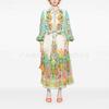 Spring Abstract Artist High Collar Lantern Sleeve Dress for Women