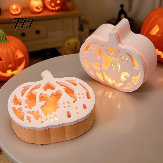 Pumpkin Box Mold 1 Set Halloween Lampshade Silicone Mold, DIY Hollow Craft Molds Gypsum Cement Epoxy Resin Casting for Crafts