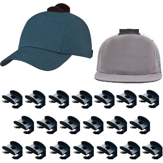 Clino 20 Pack Adhesive Hat Hooks, No Drilling Required, Durable and Stable Hats Rack, Home Organizer Hook, Cap Storage Display Hanger for Walls,