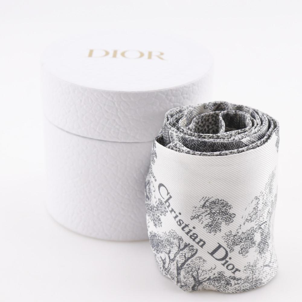 Dior Mitza Scarf 15JOU106I602 Toile De Jouy Sauvage Ribbon Scarf Gray Silk Women Used