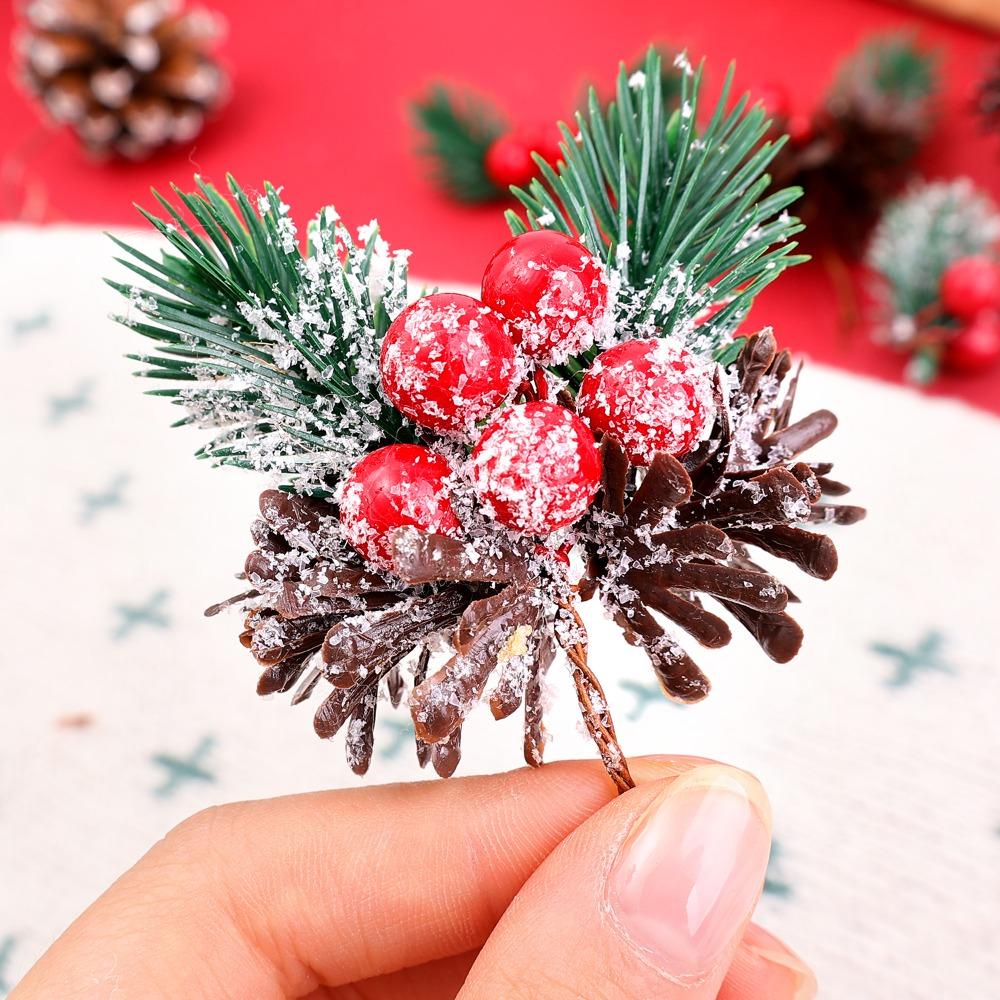 Artificial Pinecone Berry Pine Needle Branch Christmas Simulation Plant DIY Garland Gift Decoration Christmas Party Decoration