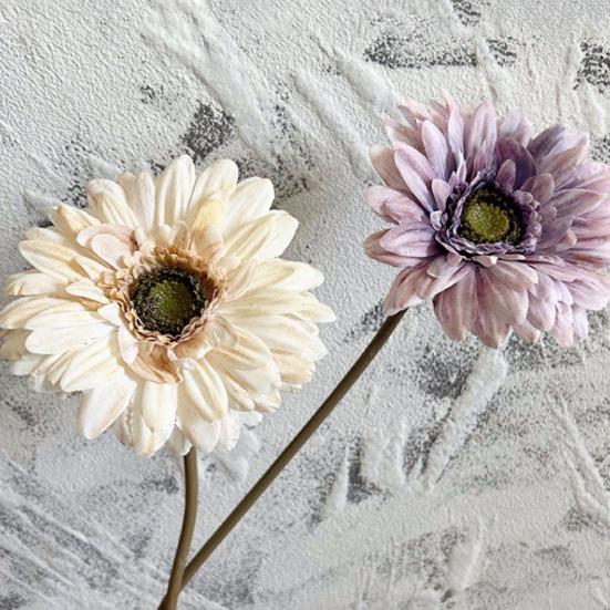 Artificial Gerbera Flower Real Touch Fake Silk Flower with Long Stem for Holiday Floral Arrangements Bridal Bouquet Home Wedding Party Decor