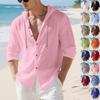 Men's Summer Linen Hooded Shirt Lightweight Breathable Sun-Protective Beach Casual Cardigan Couple Style Clothing for Vacation