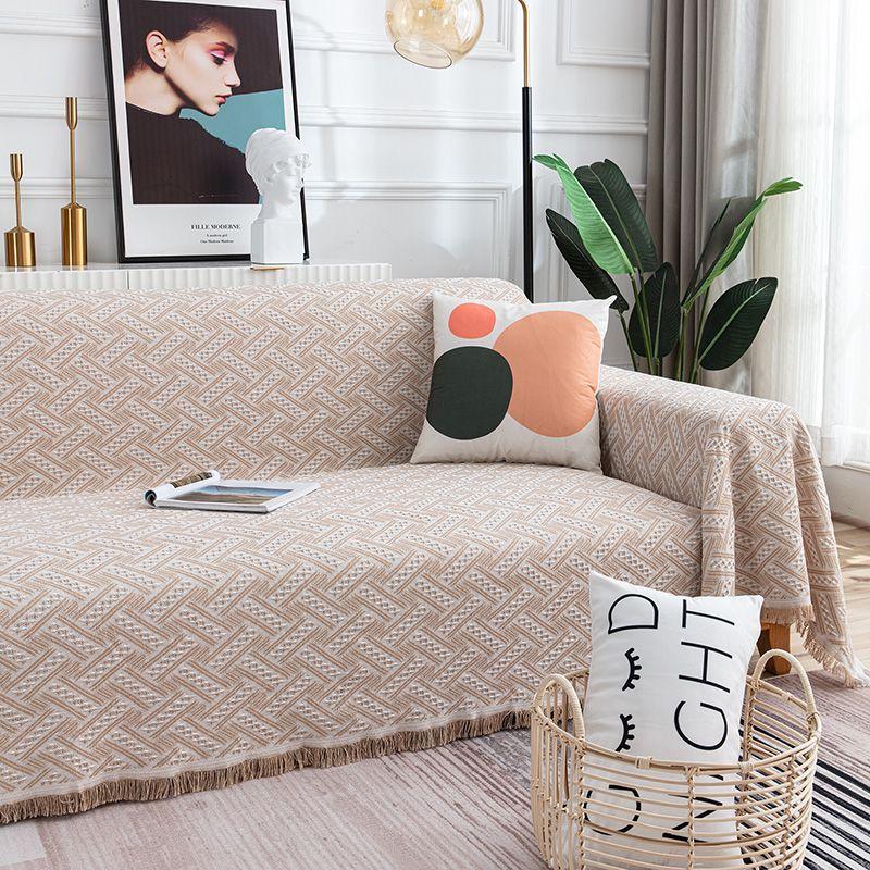 

Скандинавский Полностью Закрывающий Тканевый Чехол для Дивана Ручной Работы Декоративное Одеяло Покрывало для Дивана Двойной Арт-Диван Одеяло для Сна Защитный Чехол Интернет-Знаменитость Хаки Khakis + white T lattice 90 * 90cm