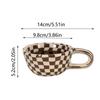 Hand Pinched Irregular Chessboard Mugs Plaid Breakfast Container Creative Water Cups  Kitchen