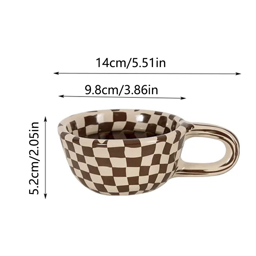 Hand Pinched Irregular Chessboard Mugs Plaid Breakfast Container Creative Water Cups Kitchen