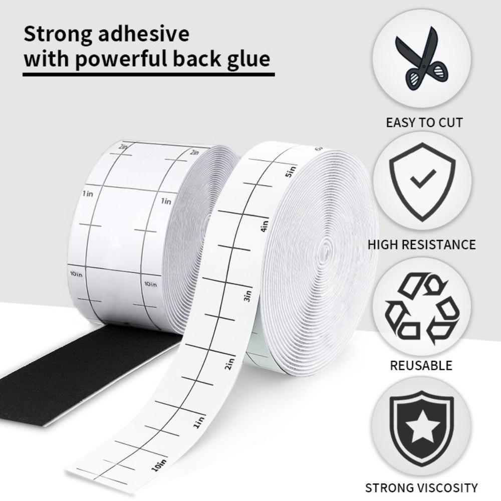 30Ft x 1 Inch Hook and Loop Strips Sticky Back Nylon Polyester Adhesive Fastening Tape White Black Strong Sticky Strips Roll
