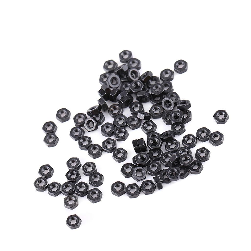100pcs Din934 M2 M5 Black Zinc Plated Carbon Steel Metric Thread Hex Hexagonal Nuts