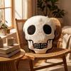 40CM Skull Shaped Plush Pillow Soft Stuffed Cushion Decorative Halloween Skull Head Plush Toy for Home Office Car Sofa