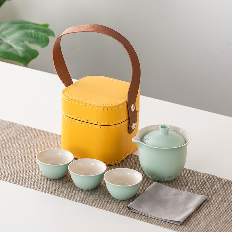 Business Gifts Travel Tea Set Kuaike Cup One Pot Three Cups Portable Cover Bowl Small Set Outdoor High-end Kung Fu Set