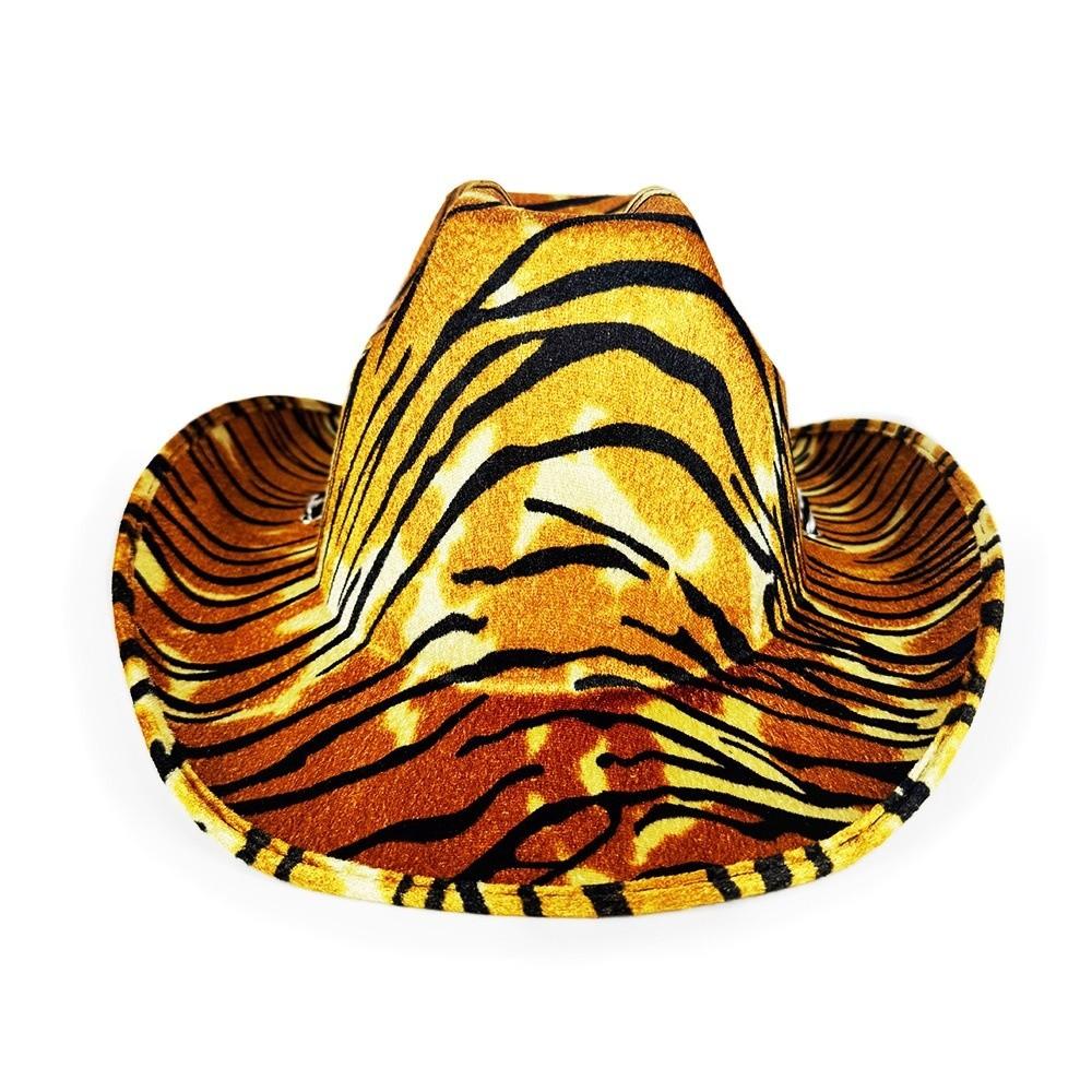 Cappello alla bombetta regolabile con stampa zebra, tigre, leopardo, cappello per cosplay, cappello da cowboy western alla moda