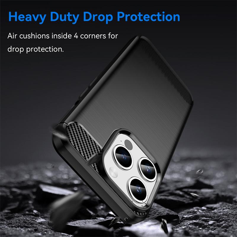 For iPhone 16 Pro Max Case Cover For iPhone 16 Pro Capa Shockproof Bumper Carbon Fiber Soft Silicon Fundas For iPhone 16 Pro Max