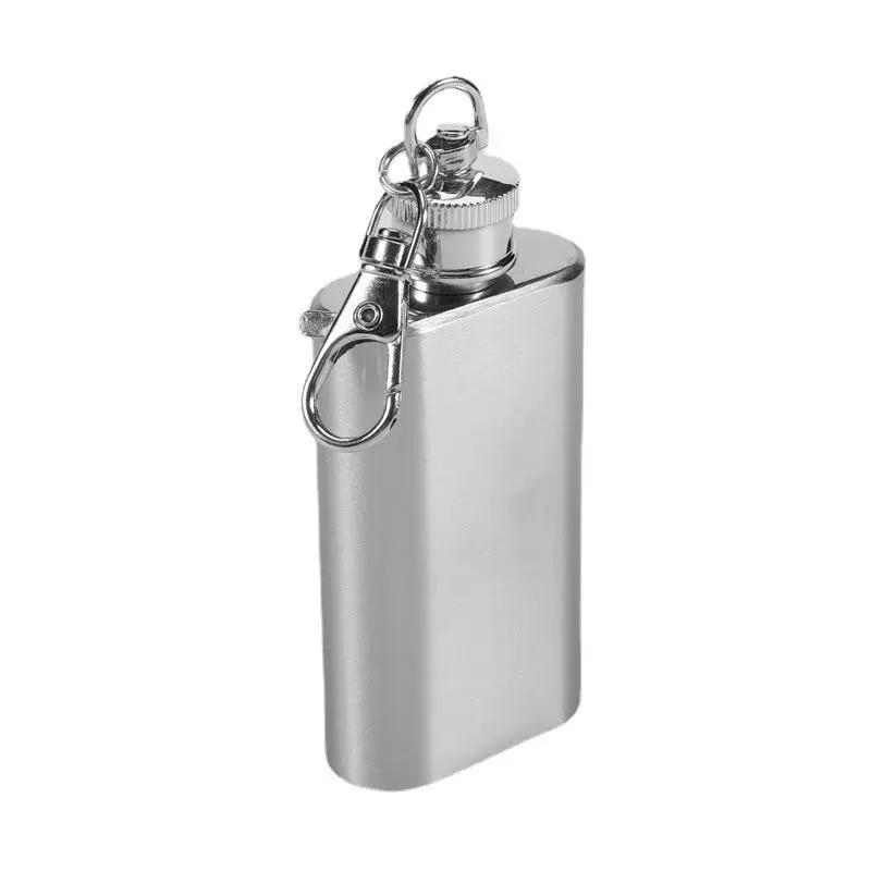 1 Oz 2 Oz Whiskey Mini Bottle Key Chain Stainless Steel Liquor Flask Screw Cap Portable Outdoor Travel Camping Wine Set