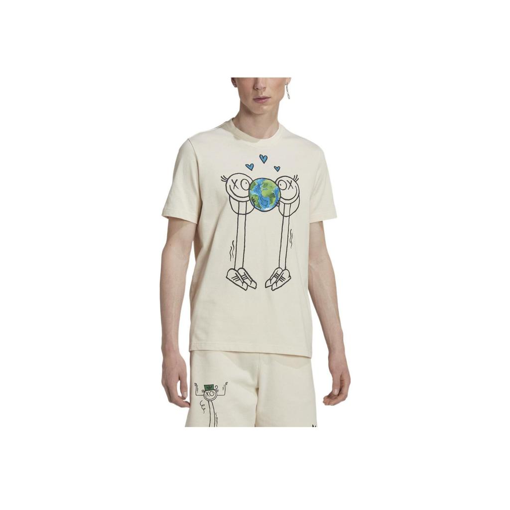 Adidas Originals X Andre Saraiva Clover Cartoon Print Cotton T-Shirt Men Tops Light-Brown HL9239