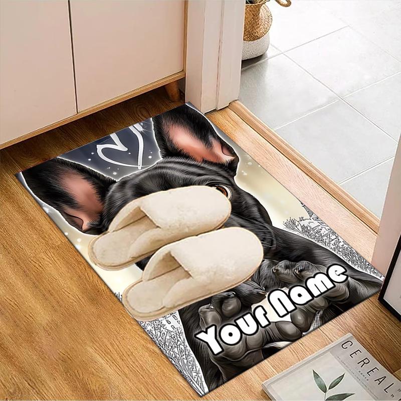 1PC Custom Name French Bulldog Portrait Theme Floor Mat Ideal for Living Room, Game Rooms, Office, Bedroom,Floor Mat Playful Design
