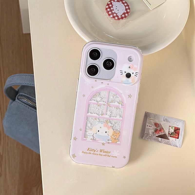 

Snowflake Cat Star Chain iPhone Case for 17, 16ProMax, 15, 14 iPhone 16