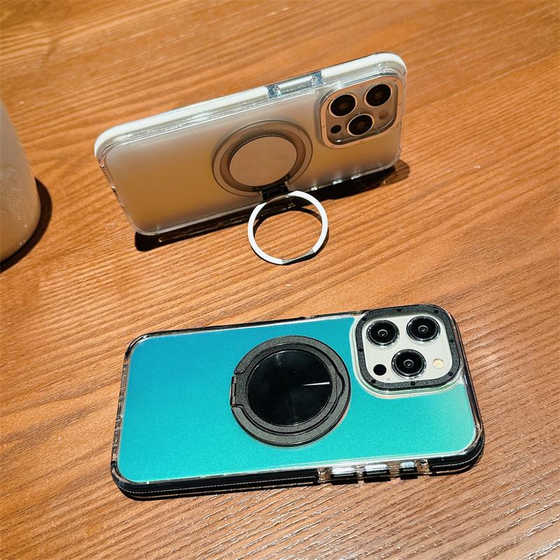 Color Changing Acrylic 360 Rotating Magnetic Stand Tpu Anti-fall Bumper Case for Iphone 15 14 13pro 11 12 14pro 15pro Max Clear Cover