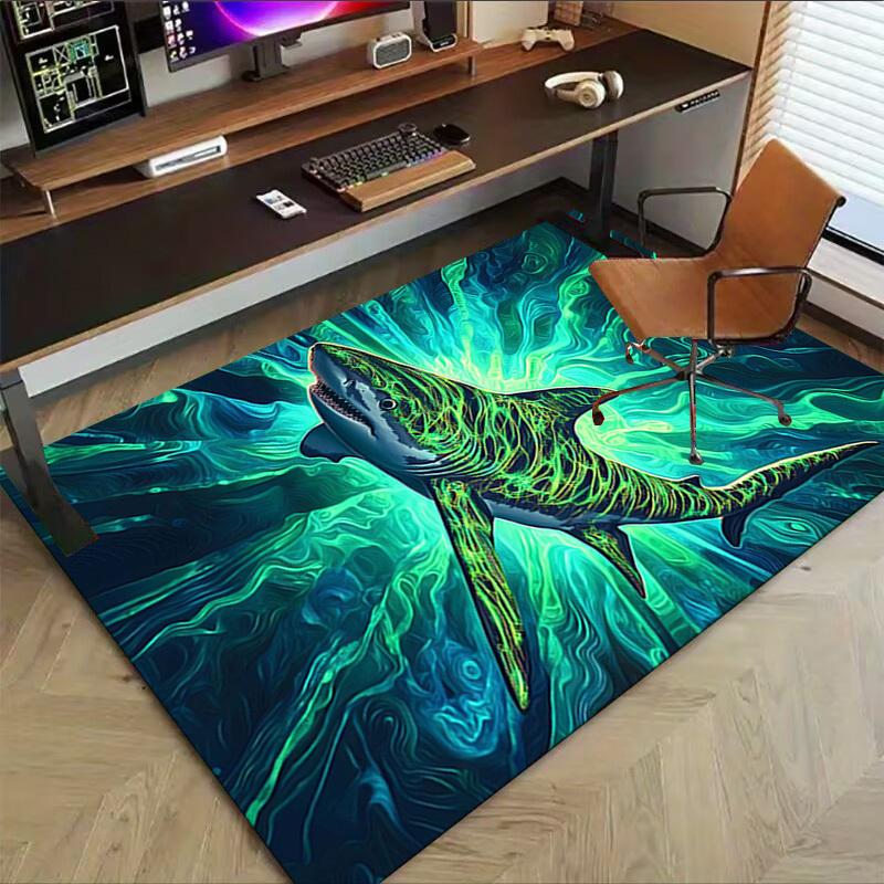 1PC Shark, Ocean Extra Large Non Slip Floor carpet, Office, family, bedroom, Studio Large Area Rug Indoor Rugs, Vibrant Colors