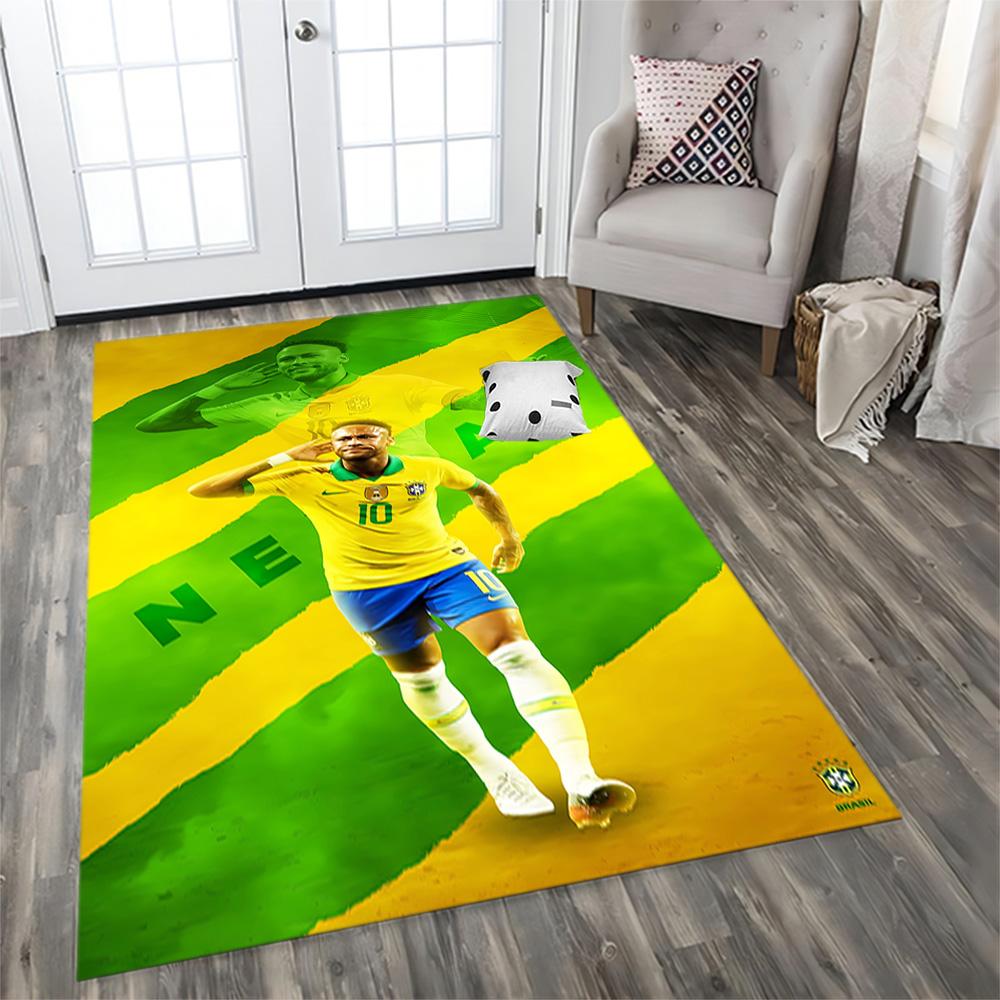 Brazilian Football Star rug for living rooms, bedrooms, home décor, and as gifts.