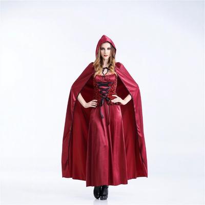 Halloween Fairy Tale Play Costume Little Red Riding Hood Costume Red Dress with Cape Castle Queen
