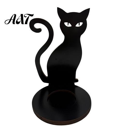Dark Festive Table Centerpiece Halloween Wooden Candle Holder, Black Hollow Crow Spider Tealight Display Party Atmosphere Decor Stand, Gothic