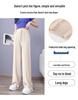 Pantaloni Larghi Estivi da Donna a Vita Alta in Seta Ghiacciata - Modellanti, Drappeggiati, Casual da Studentessa, Vestibilità Larga, Gamba Dritta Stretta.