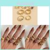 Vintage Blumenlegierung Ring Set Mit Schlangen Design Für Frauen Sommer 2024