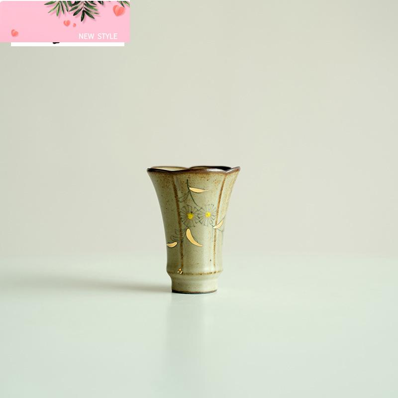 35ml Hand-painted Small Daisy Teacup Outline in Gold Jug Master Cups Teabowl Fragrance Cup Kung Fu Tea Household Tea Items Craft