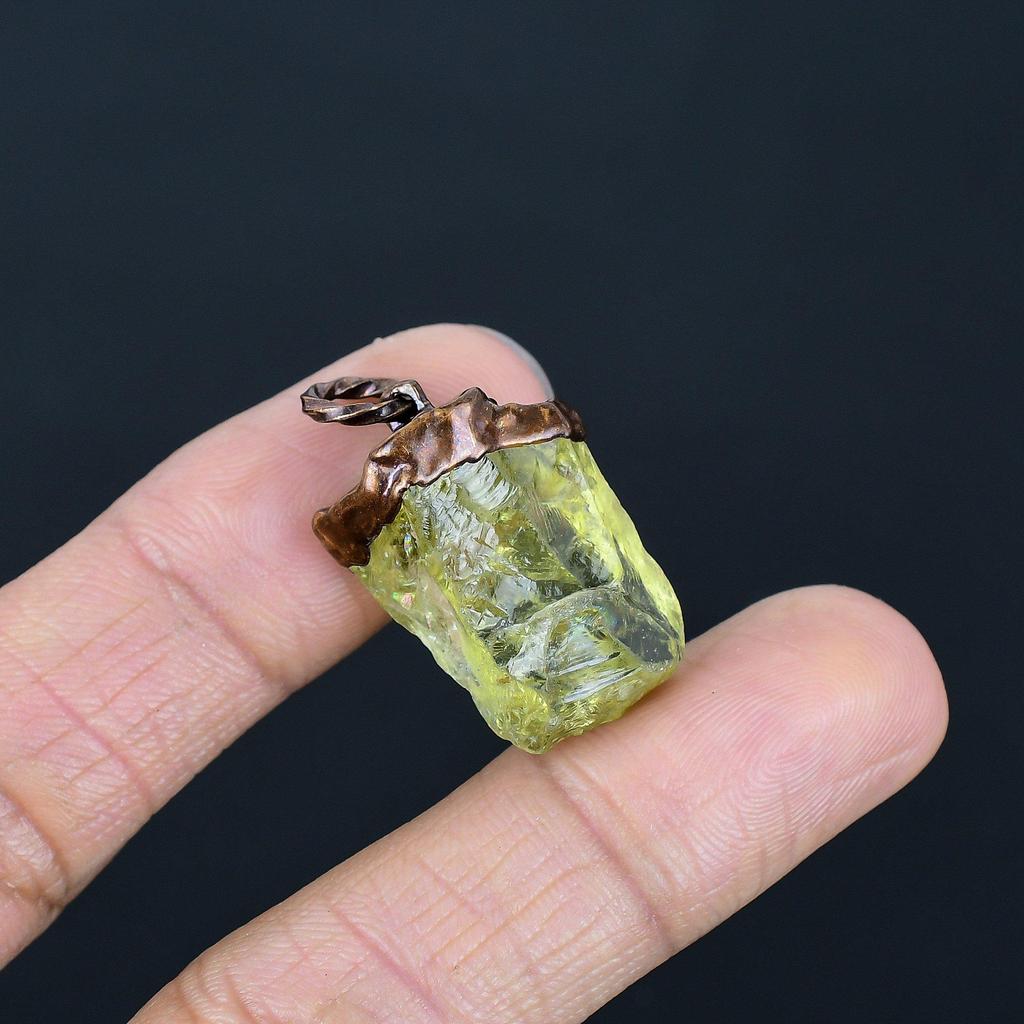Citrin Anhänger Edelstein Schmuck, Kupfer Galvanisiert Silber Anhänger, Handgefertigter Schmuck Geburtsstein Anhänger, Geschenk Für Ihn