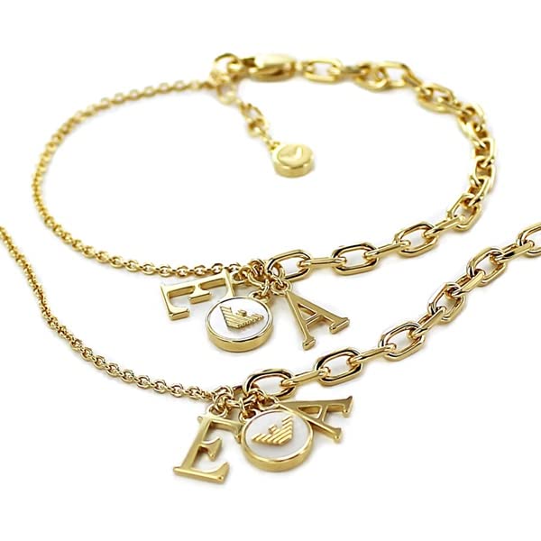 

Pair Bracelet Chain Unisex Silver 925 Logo Initial White Shell Gold EG3422710EG3422710 [Emporio Armani] Men s Women s [Item]
