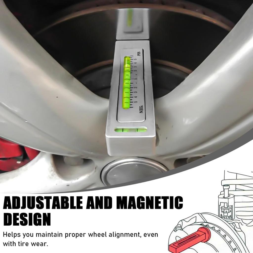 Adjustable Magnetic Gauge Tool, Camber Castor Strut Wheel Alignment Trument, Automotive Magnetic Castor Tire Gauge Tool For Most Cars Trucks RVs, Car