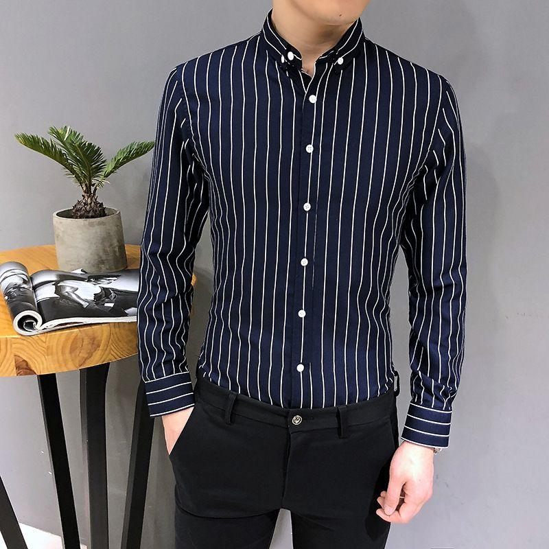 Stylish And Classy New Large Vertical Stripes Long-sleeved Shirt For Men