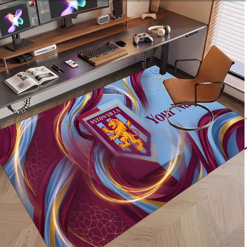 Personalized Crystal Velvet Carpet Aston Villa Pattern Non Slip Floor Rug