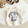 Cartoon TShirt Simple All-match Base Shirt Thin Crewneck Tops Kids New Design Tees Pure Cotton Clothing Toddler Short Sleeve