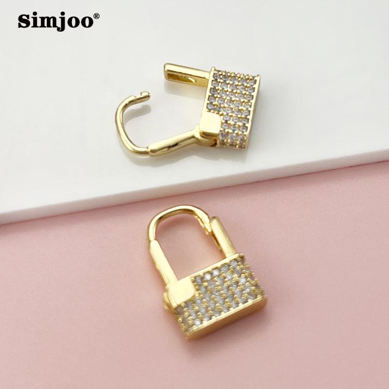 SIMJOO Creative Love Lock Design Color Zircon Earrings