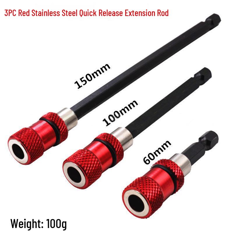 60mm Dark Blue Adjustable Stainless Steel Screwdriver Bit Extension with 1/4 Hex Shank & Quick Release Magnet