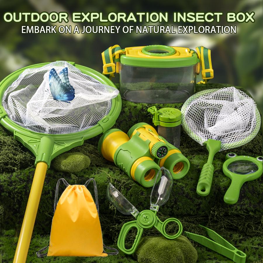 Children's Natural Outdoor Adventure Insect Capture Net Observation Box Telescope Magnifying Glass Bundle Clip Backpack Insect Jar