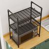 Multi-Purpose Kitchen Storage Rack - Thickened Adjustable Shelf for Microwave, Oven, Countertop Organizer with Tool Hooks