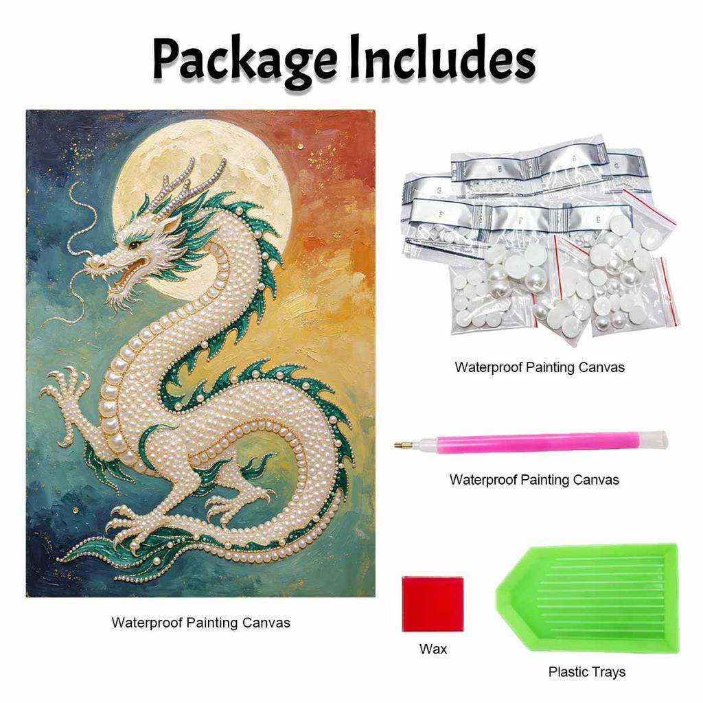 DIY Pearl Art Dragon Painting Kit 5D Crystal Rhinestone Embroidery for Bedroom Living Room Wall Decoration Handmade Craft