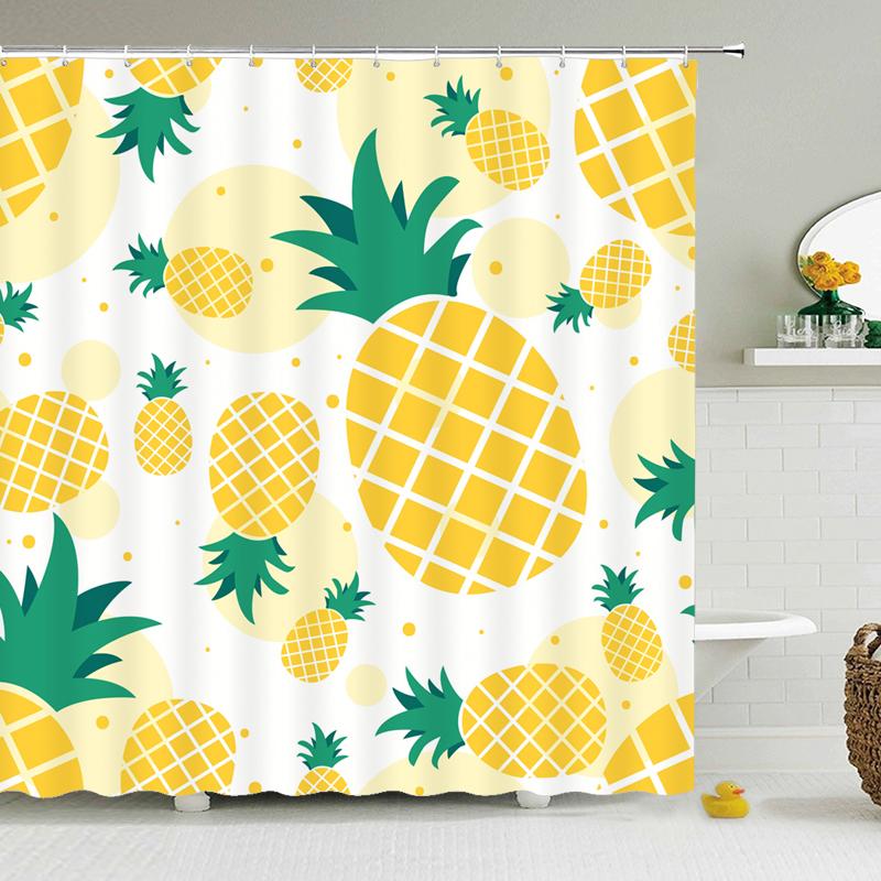 1 pc Fresh Lemon Fruit pattern Shower Curtains Bathroom Polyester Bath Curtains Printing Shower Curtain Decor With Hooks Curtain