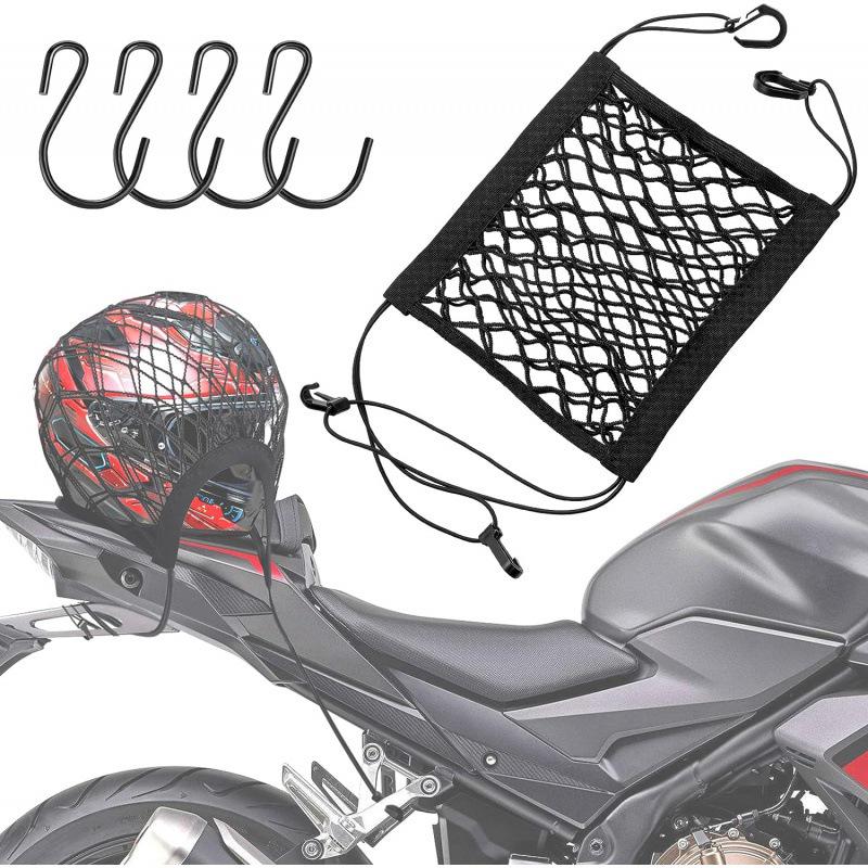 Elastic Motorcycle Helmet & Luggage Net Bag with Straps