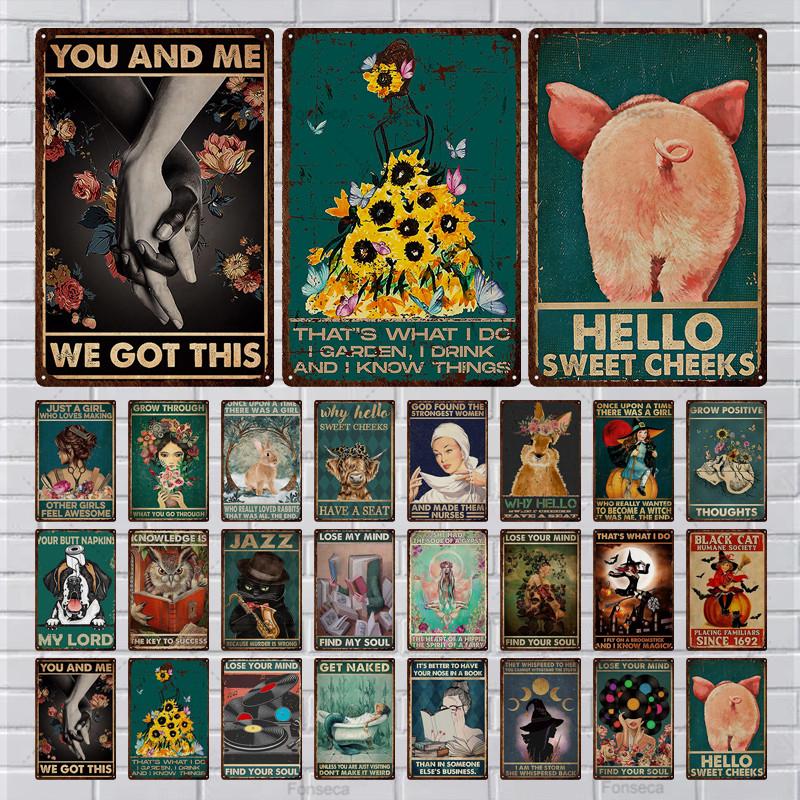 Figure Landscape Green Background Metal Sign Retro Tin Sign Metal Retro Wall Decoration Bar Bar Club Metal Poster Decoration