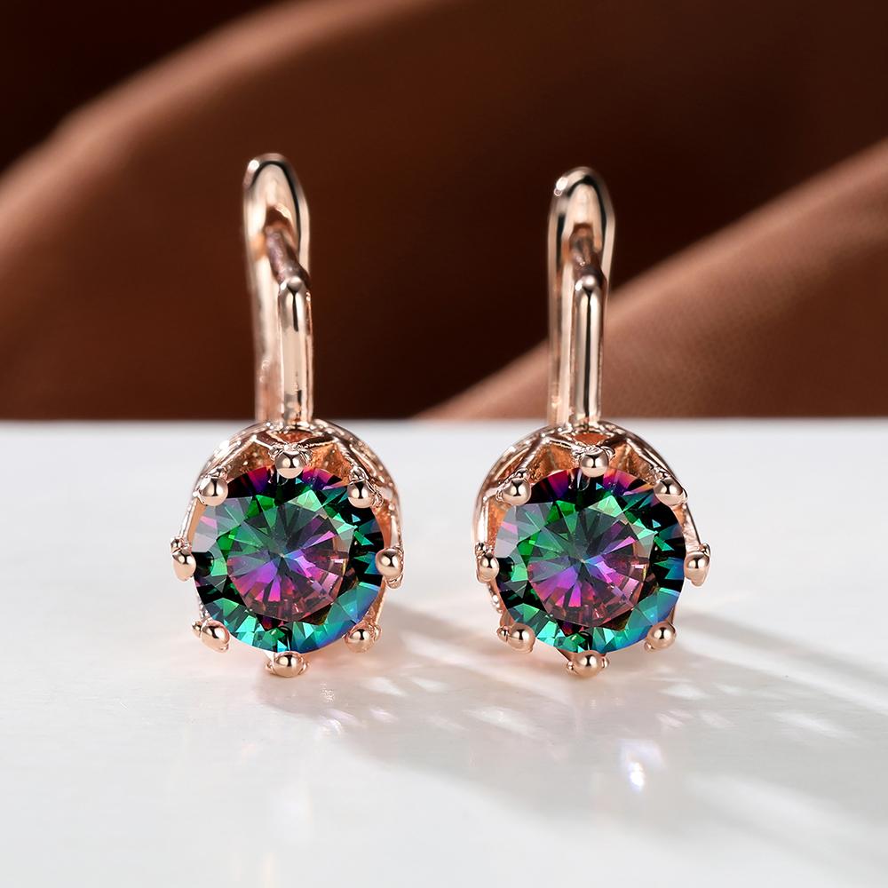 Philip Jones Orecchini Pendenti Pietra Portafortuna Ottobre (Tormalina Rosa) - Cristalli Zirconia 8mm - Placcato Argento